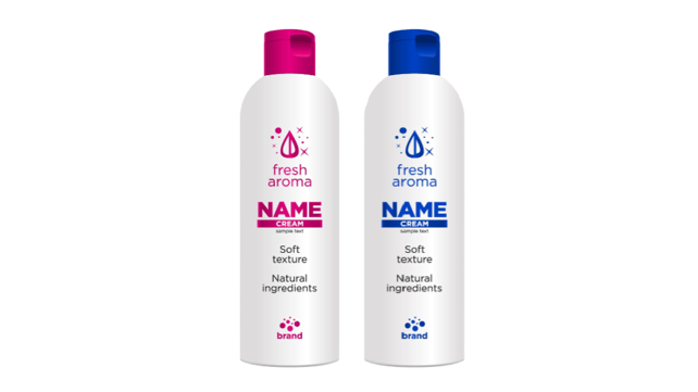 two shampoo bottles with mockup labels